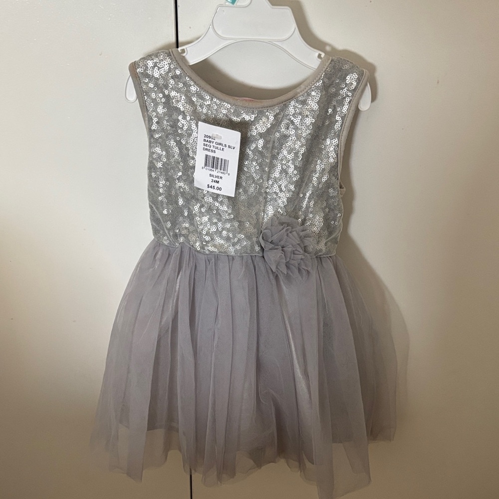 Popatu Silver Sequin Kids Dance Costume
